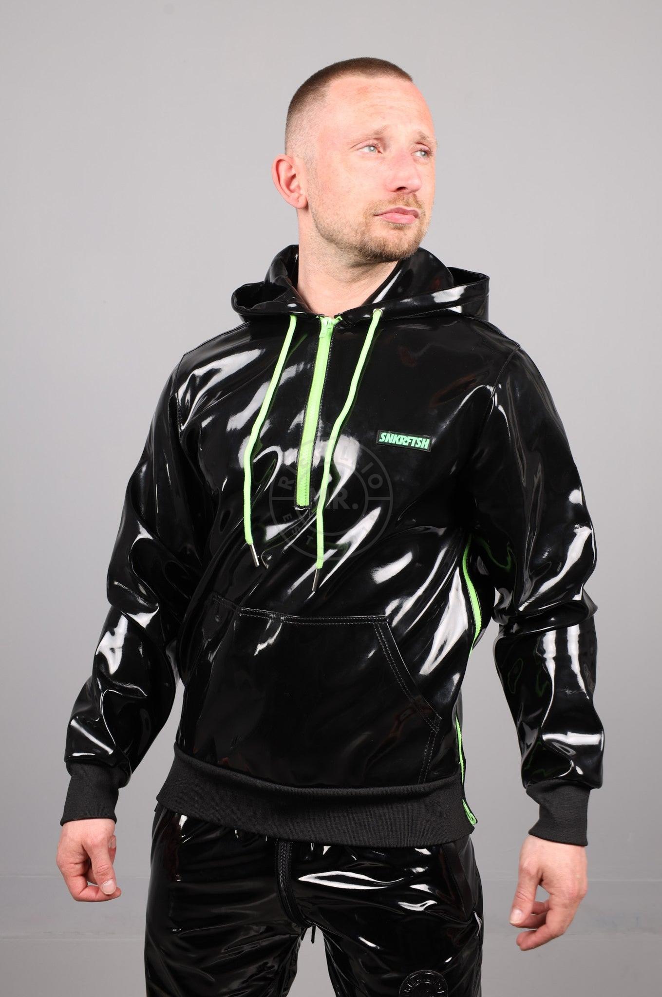 SNKRFTSH Black PVC Zip Up Hoodie - Neon Touch