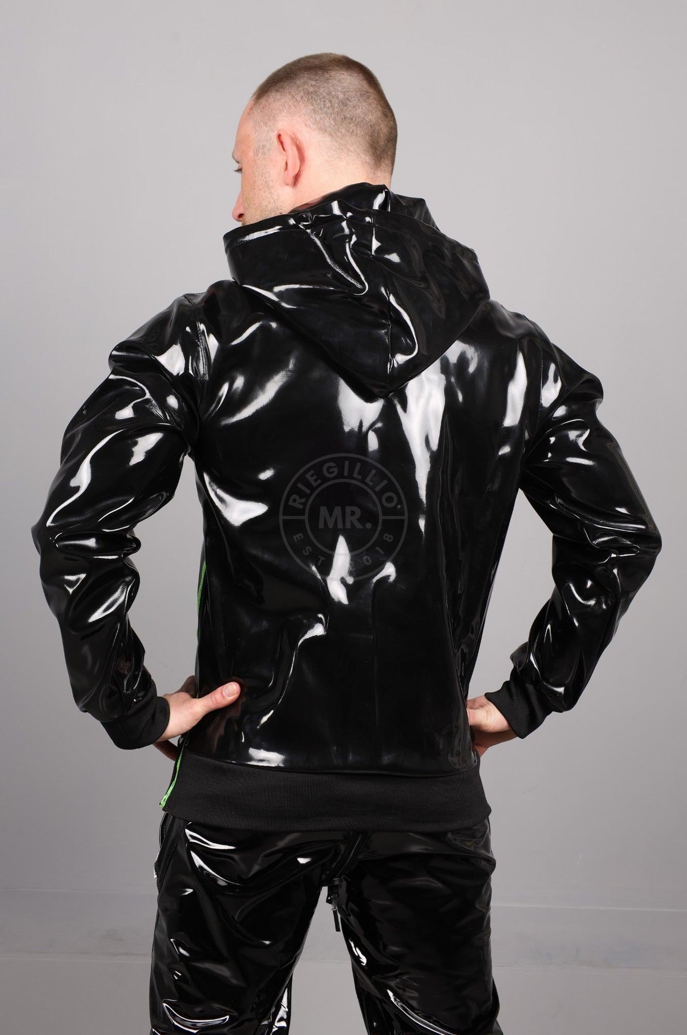 SNKRFTSH Black PVC Zip Up Hoodie - Neon Touch
