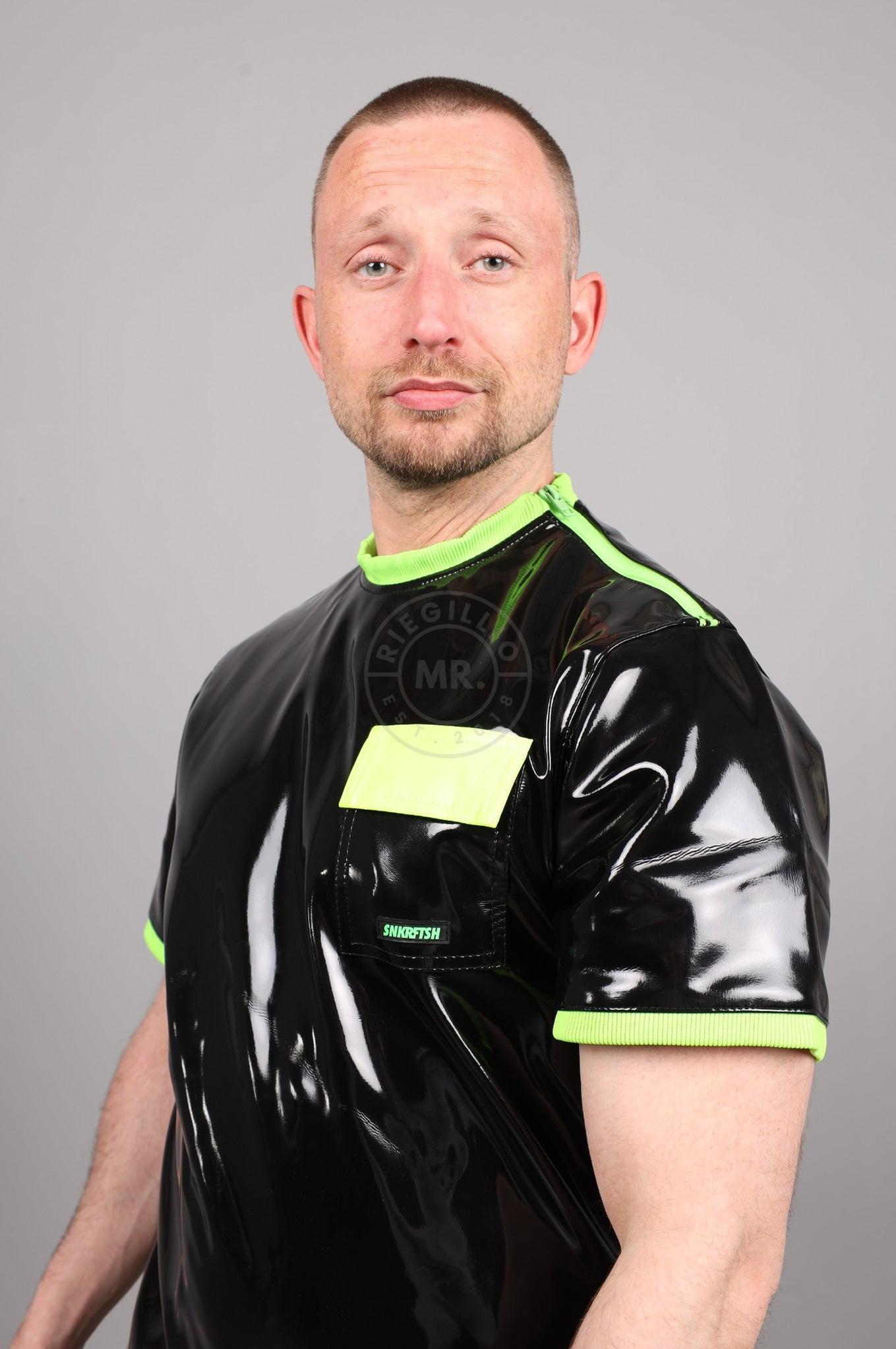 SNKRFTSH Black PVC T-Shirt - Neon Touch