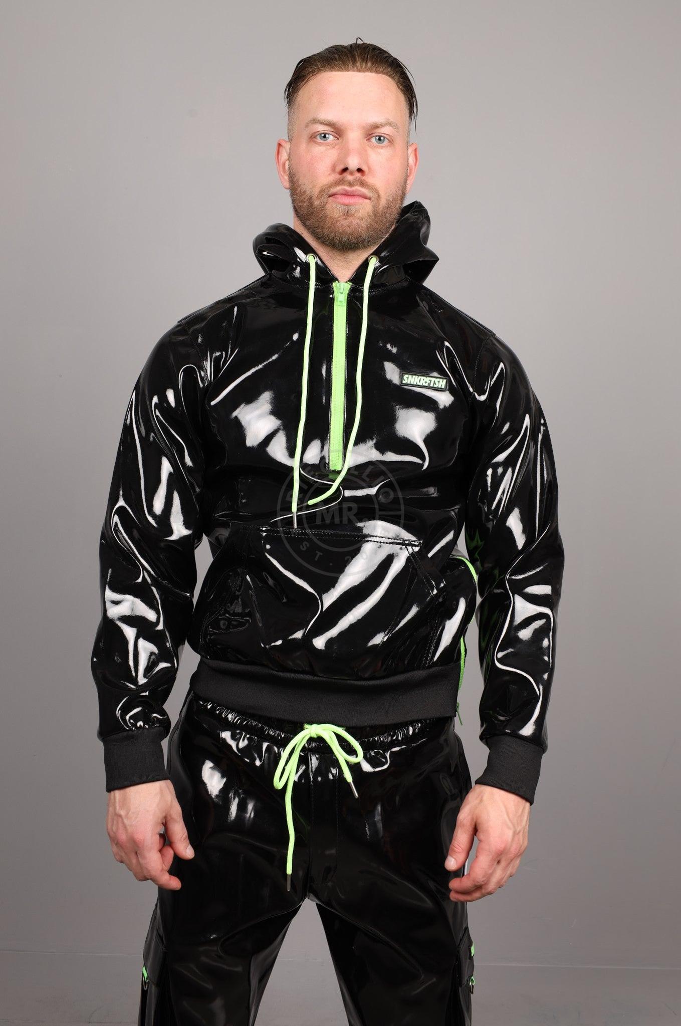SNKRFTSH Black PVC Zip Up Hoodie - Neon Touch