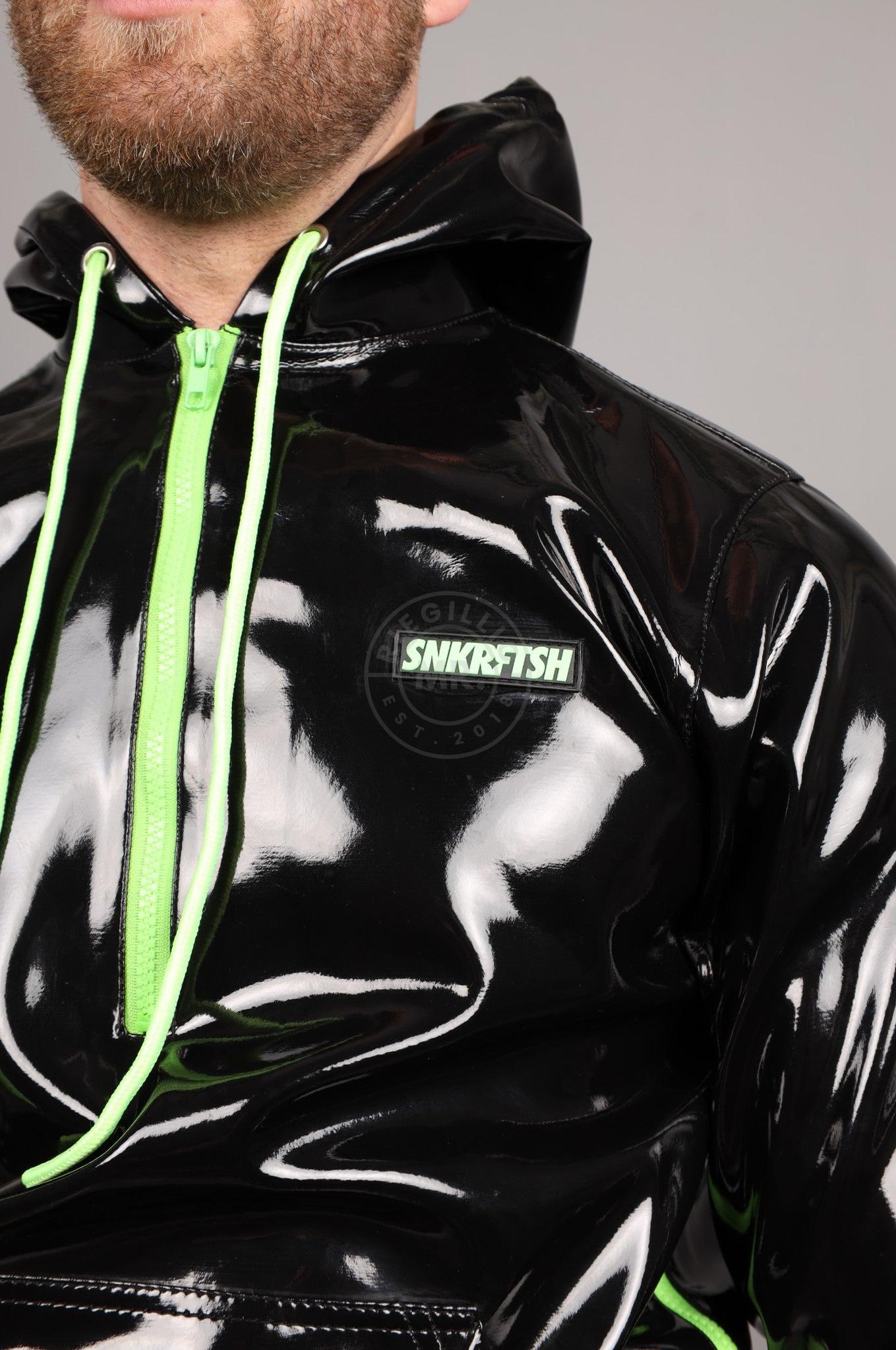 SNKRFTSH Black PVC Zip Up Hoodie - Neon Touch