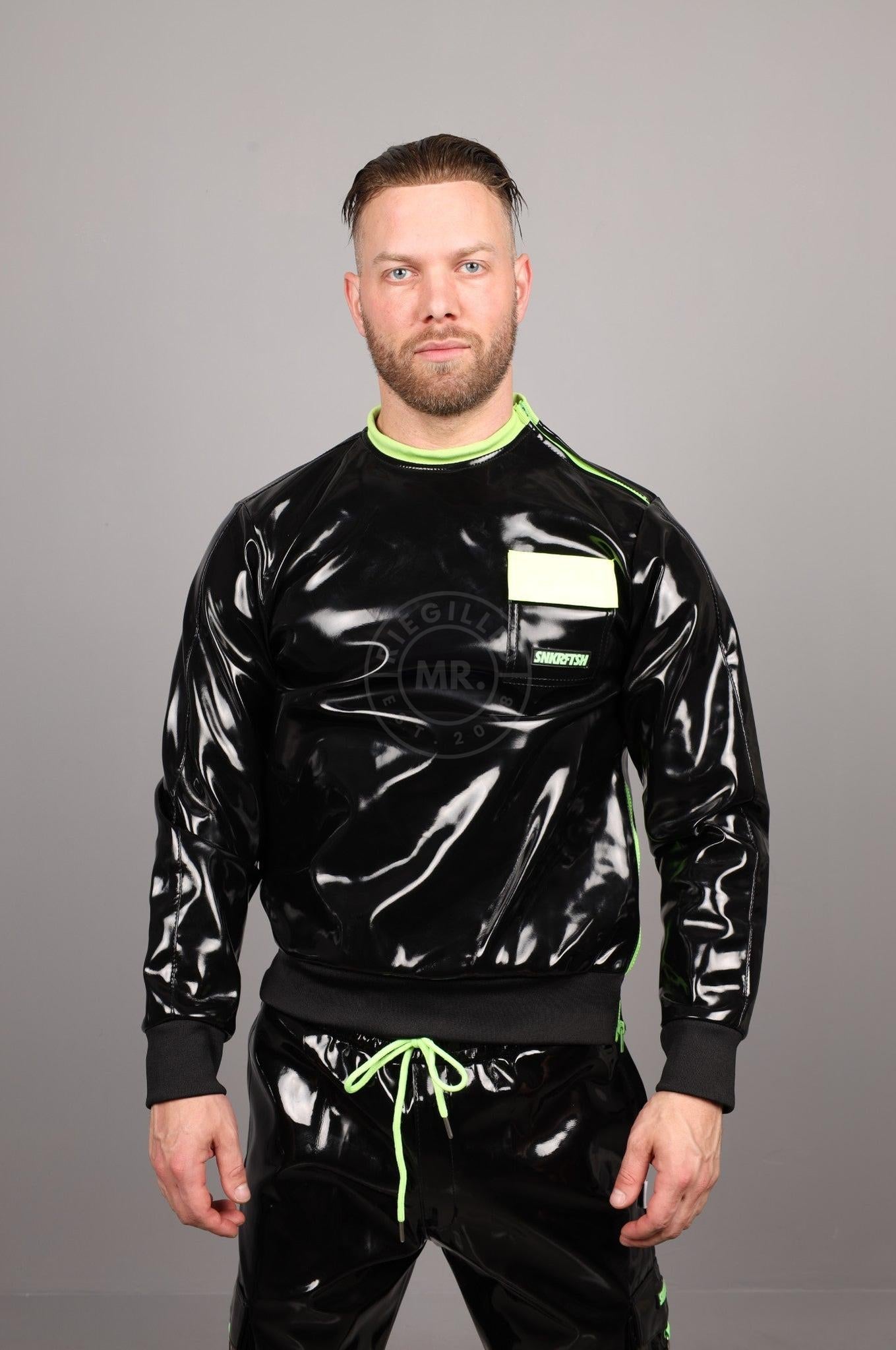 SNKRFTSH Black PVC Sweater - Neon Touch