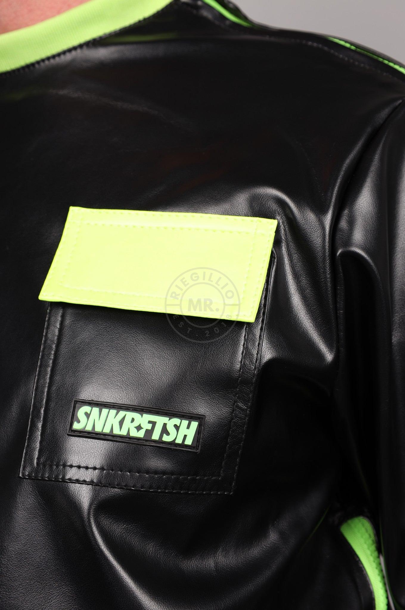 SNKRFTSH Black Vegan Leather Sweater - Neon Touch