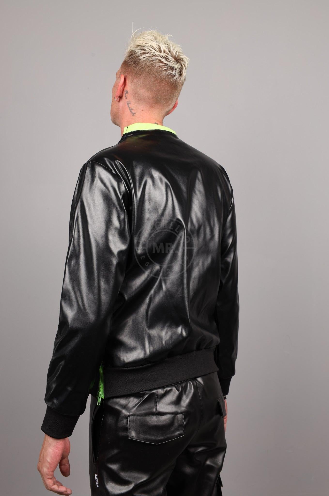 SNKRFTSH Black Vegan Leather Sweater - Neon Touch
