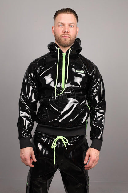 SNKRFTSH Black PVC Zip Up Hoodie - Neon Touch