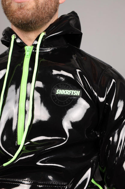 SNKRFTSH Black PVC Zip Up Hoodie - Neon Touch